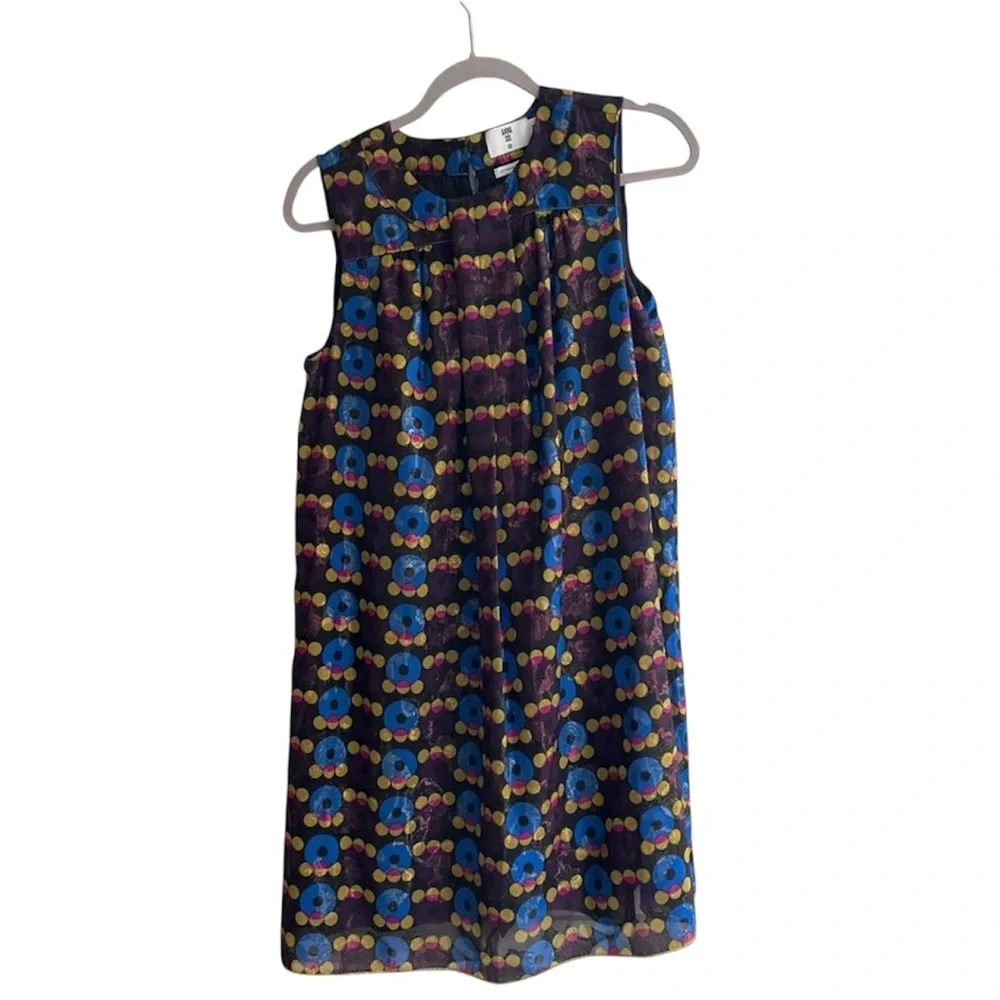 ANNA SUI x TARGET Multicolored Chiffon Dress Women’s Size Medium Retro Disco Mod - Picture 1 of 6